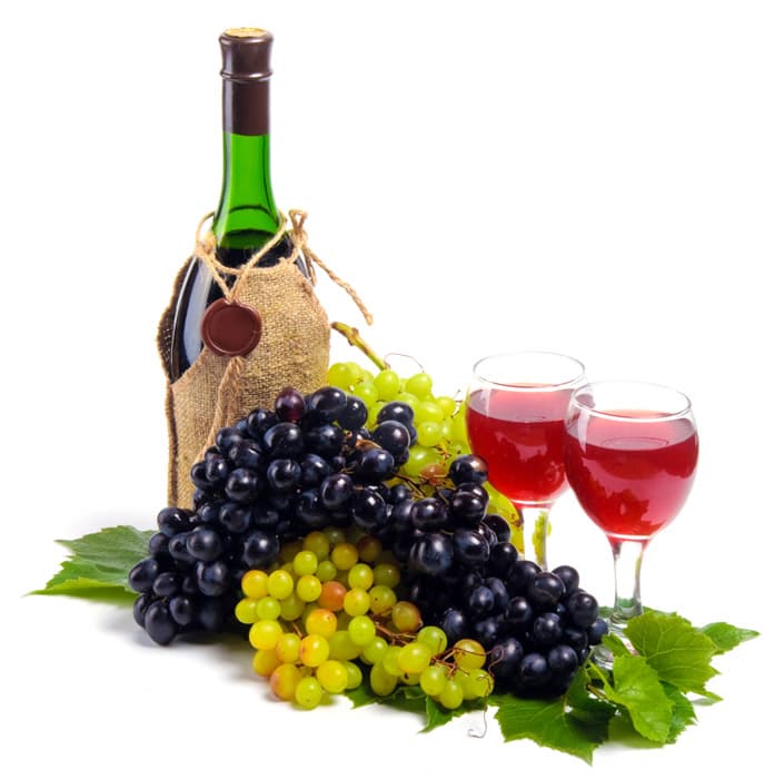 Wine Bottle with Grapes